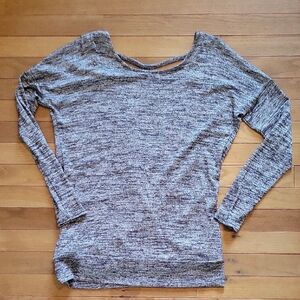 Athleta Navy Blue and Gray Long Sleeve Knit Top